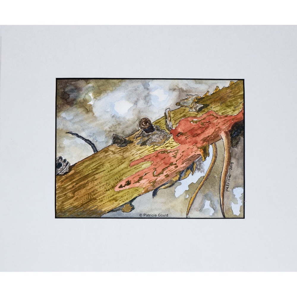 Branching Out, tree limb, watercolor on paper, matted and ready to frame